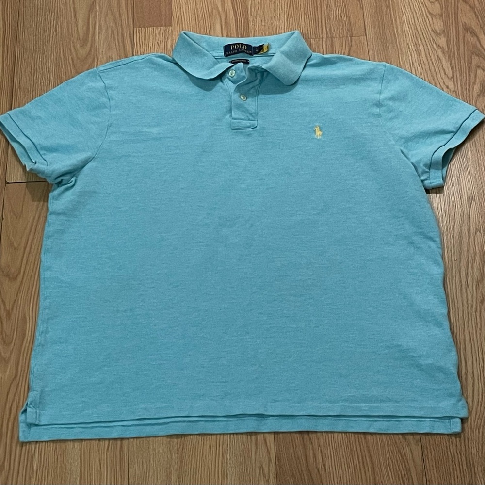 Polo Ralph Lauren Men’s XL Custom Slim Fit Polo Shirt Blue Teal Preppy Golf - Picture 2 of 9